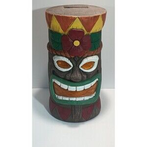 Outdoor 18”  Tiki Statue Decoration-Solar Power Light Garden Statues-Tiki Bar
